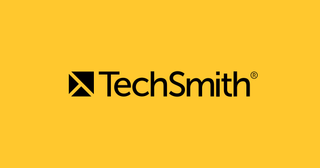 the techsmith logo on a yellow background